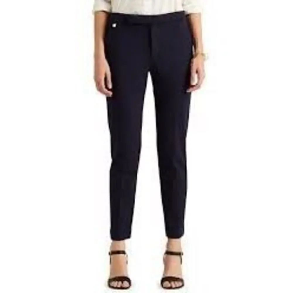 Lauren Ralph Lauren Straight Ponte Pant Sz Medium Navy Viscose Blend Stretch Bla